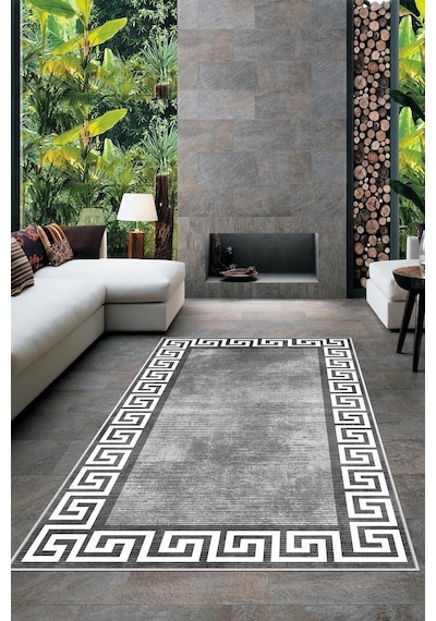 West Home Dijital Baskı Yıkanabilir Kaymaz Taban Salon Halısı Mutfak Halısı Yolluk Ve Banyo Paspası Wh 281 Grey