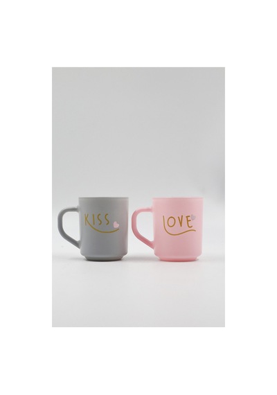 2 Adet Rakle Love & Kiss Mug Kupa Set 2'li 246 Cc Çok Renkli