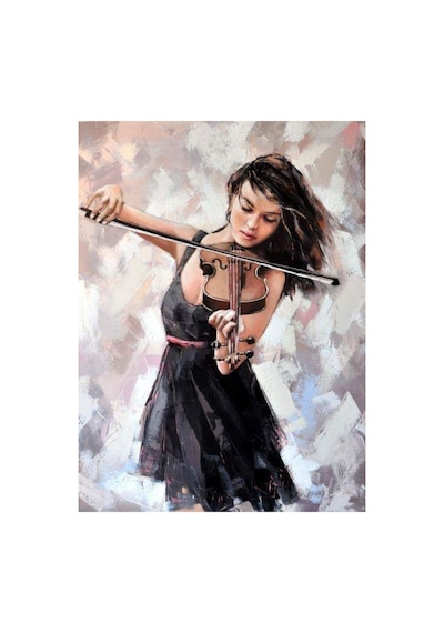 Keman Ve Kız Sticker Çerçevesiz 40x50 Sayılarla Boyama Hobi Seti