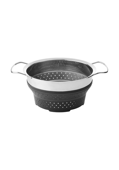 Ikea Klockren Katlanabilir Buharda Pişirme Süzgeci 24 Cm 5 L Krom Siyah Gümüş - Siyah