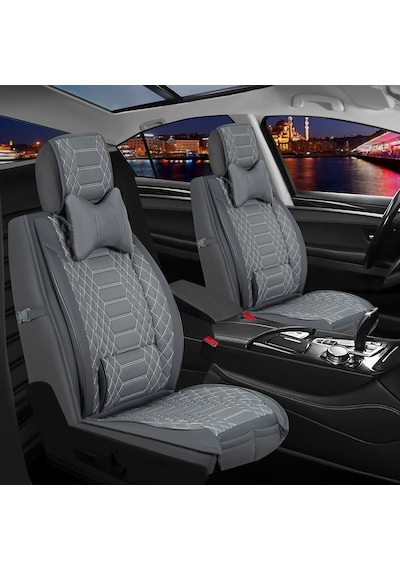 Hyundai İx55 Uyumlu Lüks Deri Oto Koltuk Kılıfı Ön Arka Takım Set Füme Fs