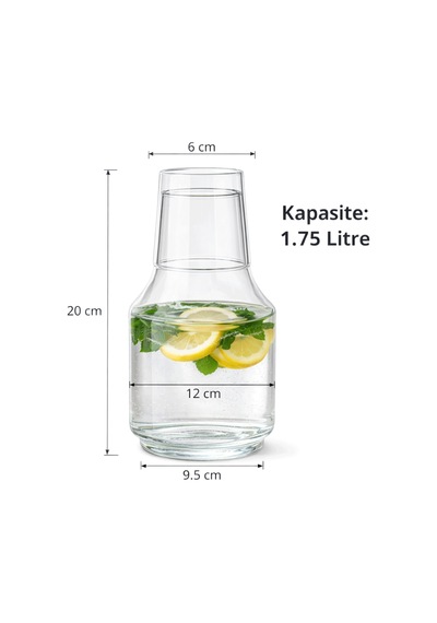 Borosilikat Cam Sürahi, Bardaklı, 1.75 Lt