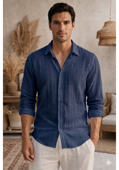 Cool Tarz Erkek Keten Karışımlı Gömlek Relaxed Yazlık İnce Kumaş Şık Casual Gömlek Lacivert Lacivert Cool Tarz Erkek Keten Karışımlı Gömlek Relaxed Yazlık İnce Kumaş Şık Casual Gömlek Lacivert Lacivert