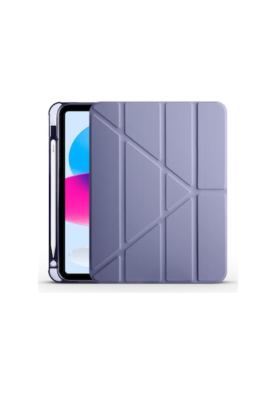 Apple Uyumlu iPad 10.9 2022 (10.Nesil) Kılıf Zore Tri Folding Kalem Bölmeli Standlı Kılıf-Mor Mor
