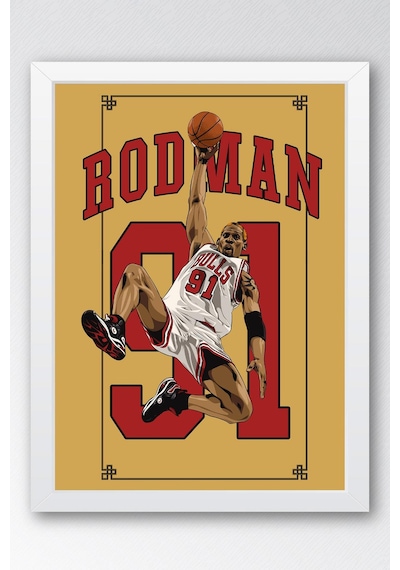 Dennis Rodman Çerçeveli Tablo - Chicago Bulls Nba Posteri Tablo