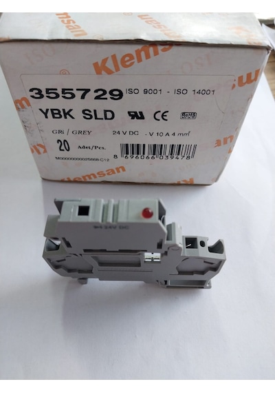 Klemsan 4mm2, 24V DC kollu tip sigortalı, ledli klemens(5x20-25)