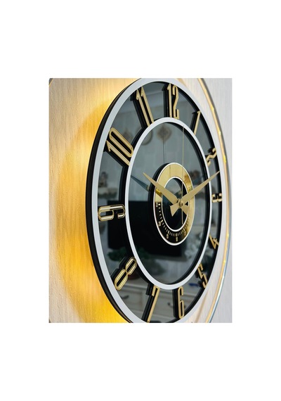 Pey Aksesuar Metal Camlı Duvar Saati Krom Statık 50 X 70cm Orta Boy Işıklı M51-kromgrı-füme-beyaz-gold M51-kromgrı-füme-beyaz-gold
