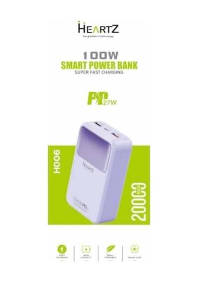 20000 Mh Pd 27w Ve Usb 100w Hızlı Şarj Dahili Type C Ve Lightning Kablolu Dünya Standartlarına Uygun Polymer Batary