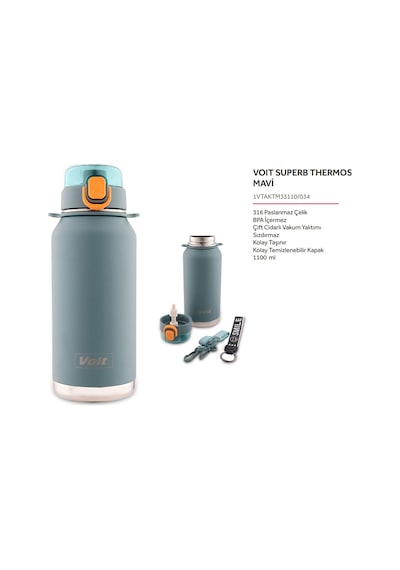 Voit Superb 1100ml Mavi Termos Mavi