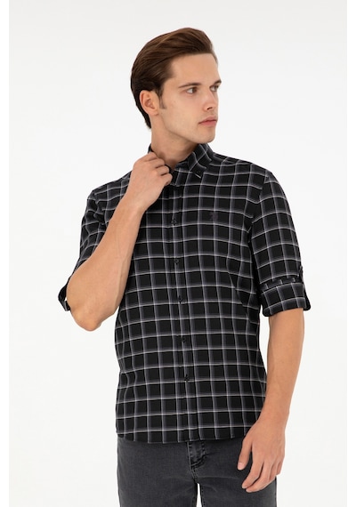 U.s. Polo Assn. Erkek Siyah Gömlek Desenli 50296615-vr046 Siyah