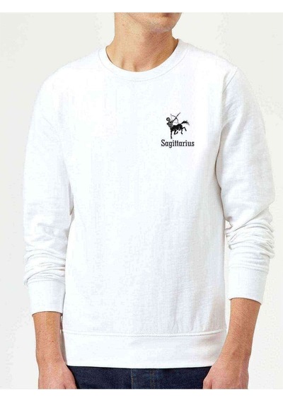 Yay Burcu Baskılı Beyaz Erkek Örme Sweatshirt (530963328)