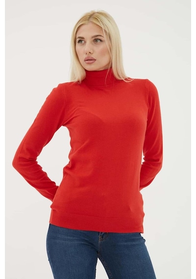Fashion Friends 24k0780k1 Kadın Balıkçı Yaka Kazak Kırmızı