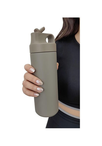 304 L Çelik Gri 500 Ml Pipetli Matara Suluk Cin414gr Diğer