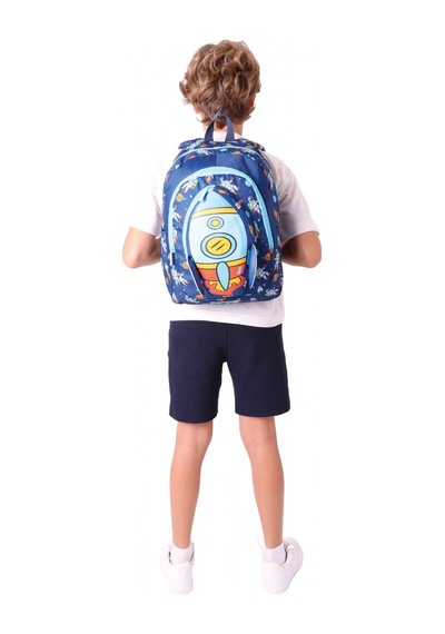 Kaukko Kids Üç Gözlü Erkek Çocuk Okul Sırt Çantası Roket Detaylı - L5260 Lacivert