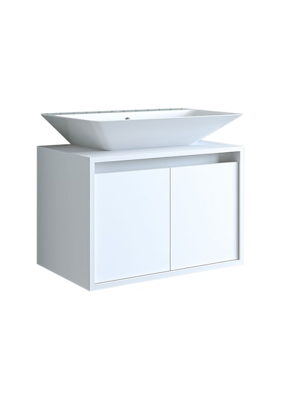 Banos Banyo Roomart Ld7 65 Cm Ayaksız 2 Kapaklı Lavabolu Mat Beya Mat Beyaz