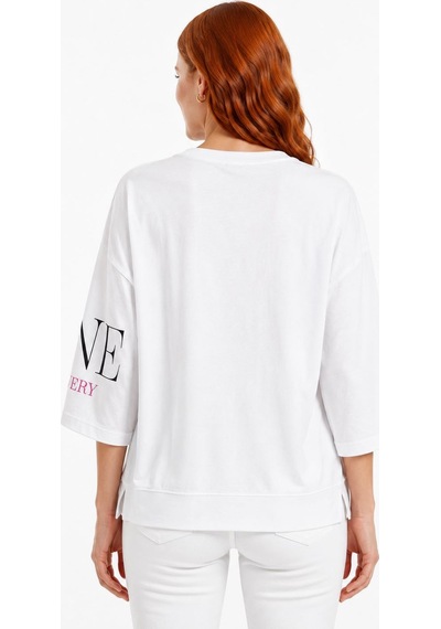 Neden Tekstil Kadın Beyaz Oversize Yazılı T-shirt