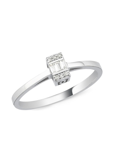 Nadias Jewellery Baget Pırlanta Tektaş Yüzük (461051451)