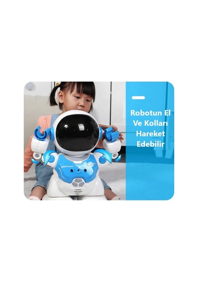 14 Fonksiyon Dev Boy Astronot Uzaktan Kumandalı Programlanabilir 40 Cm. Mavi