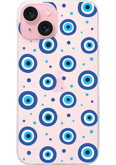 Printify Apple Uyumlu iPhone 15 Plus İle 1mm Slim Fit Devil Eye 1 Baskılı Şeffaf Kılıf 0166a