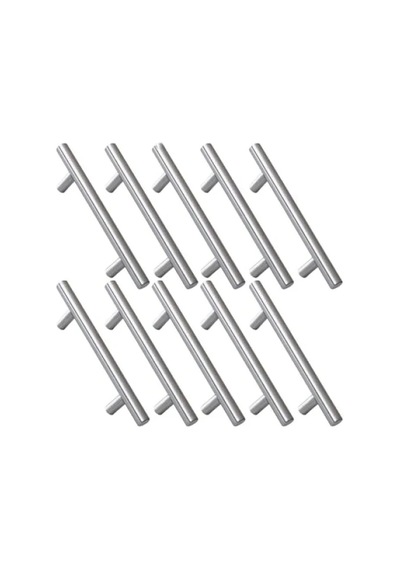 10 Adet Pürüzsüz İnox Metal Kulp - 96 Mm Uzunluk A.Ağaç