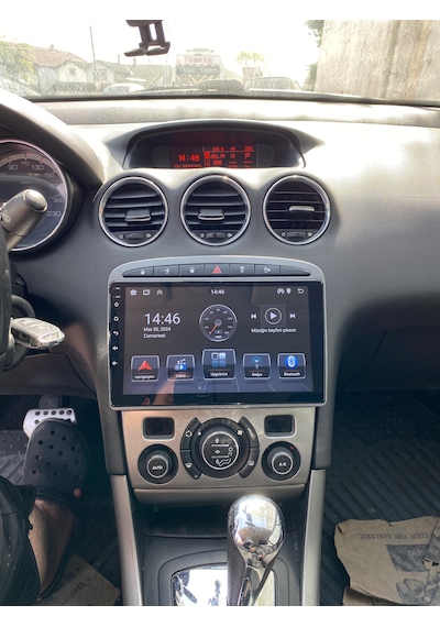 Peugeot 308 2008-13 9" Siyah Uyumlu Androıd Multimedya Gerçek 2/32 Kablosuz Carplay Geri Görüş Kameralı 9"