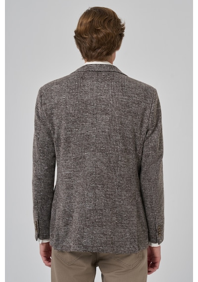 Morven Erkek Kahve Örme Trend Ekoseli Slim Fit Mono Yaka Ceket 26ks002003400 Kahve