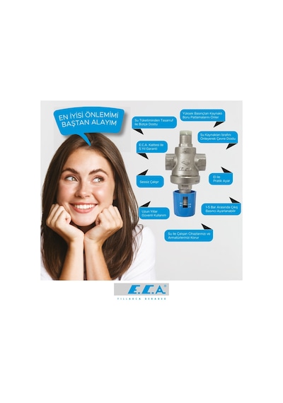 Eca 3/4 Su Basınç Düşürücü Pistonlu İç Vida X İç Vida Rakorsuz 602111009