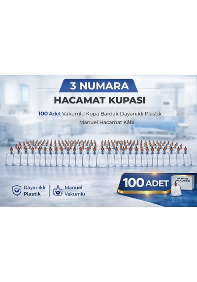 3 Numara Hacamat Kupası 100 Adet Vakumlu Kupa Bardak Dayanıklı Plastik Manuel Hacamat Kabı Şeffaf