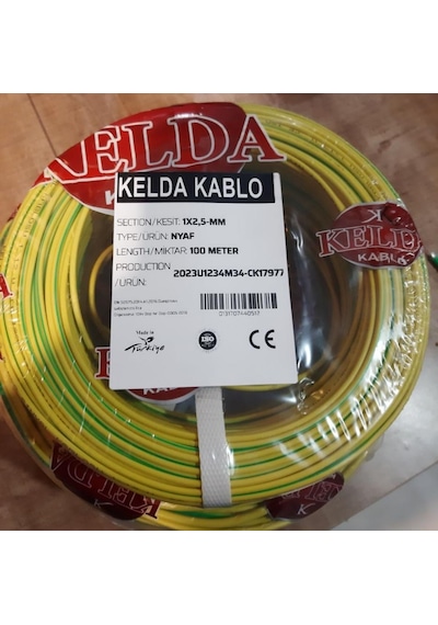 100 METRE 1x2,5 MM CCA NYAF ELEKTRİK KABLOSU  - SARI
