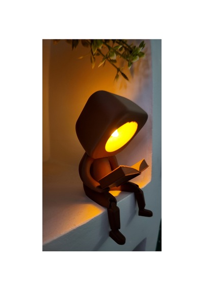 3d Home Aksesuar Dekoratif Işıklı Sevimli Kitap Okuyan Biblo Led Tealight Gece Lambası