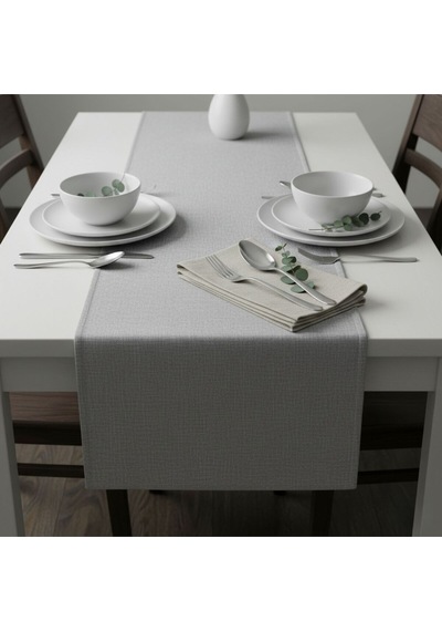 1 Adet Kumaş Gri Runner,yıkanabilir Masa Runner 40x140