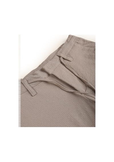 Deepsea Erkek Bej Likralı Gofre Kumaş Beli Lastikli İpli Slim Fit Günlük Pantolon 2600650 Bej