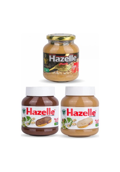 Hazelle Tanışma Paketi Sütlü, Kakaolu, Şekerli Fındık Ezmesi 3 Lü Paket