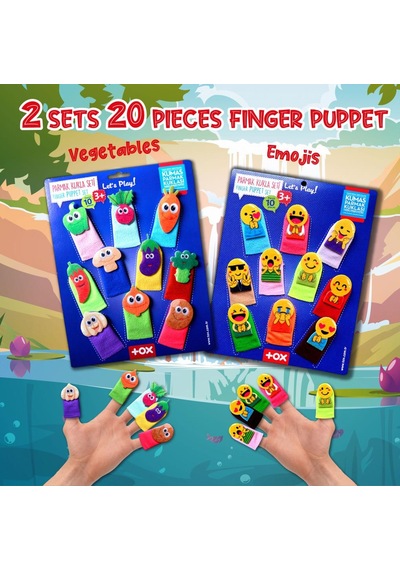 2 Set 20 Parça Tox Emojiler ve Sebzeler Parmak Kukla T106 T104