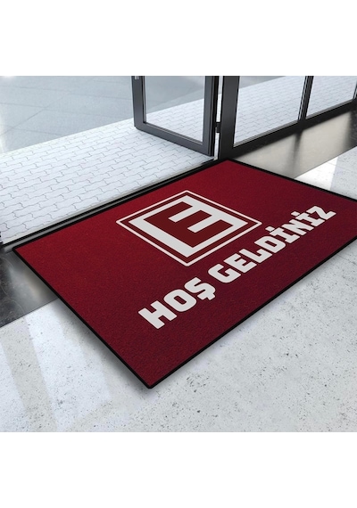 Valerine Life Eczane Logolu Kırmızı Hoş Geldiniz Kapı Önü Paspası 45x70cm