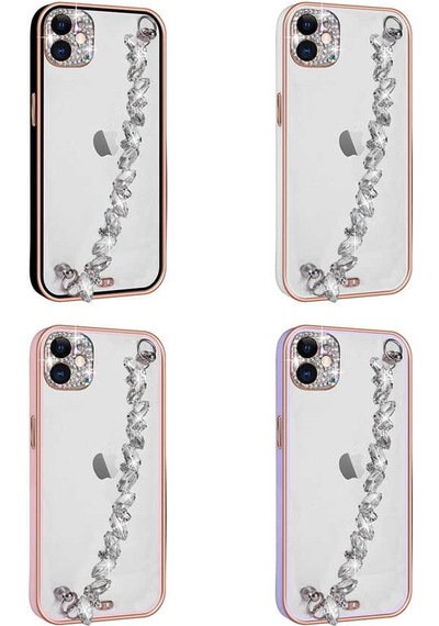 Apple Uyumlu iPhone 11 Kılıf Taş Süslemeli Kamera Korumalı El Tutamaçlı Zore Blazer Kapak Beyaz