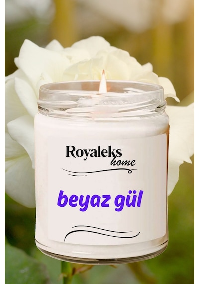 Doğal Özel Seri Kokulu Dekoratif Kavanoz Mum 210 Cc - Beyaz Gül - Ryl Çok Renkli