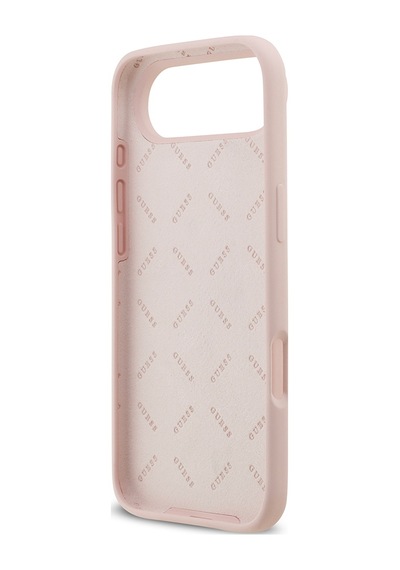 Apple Uyumlu iPhone 17 Air Kılıf Guess Lisanslı Grained Yazı Logolu Kapak Pembe
