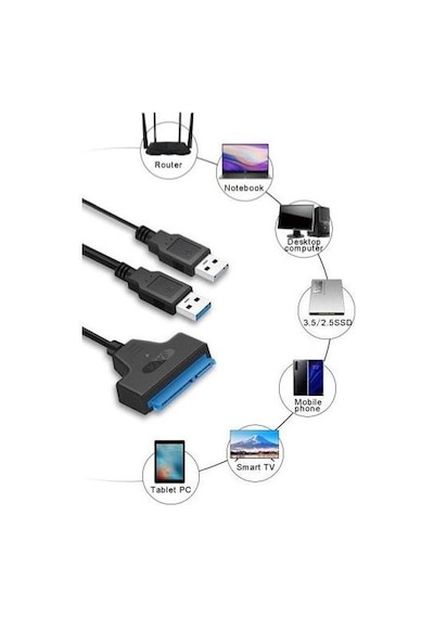 USB 3.0 2.5 3.5 İnç Sata SSD HDD Hard Disk Çevirici Dönüştürücü Adaptör Kablosu