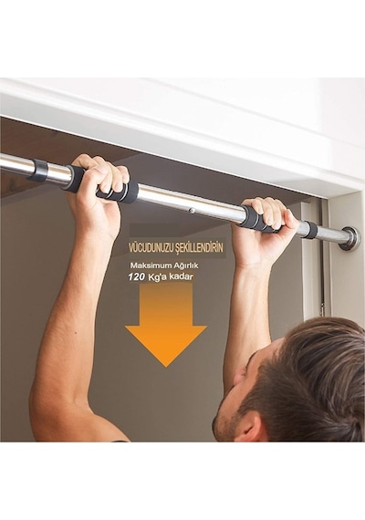 Desfabe Krom Koridor Kapı Barfiks Barı Ayarlanabilir 62 - 100 CM