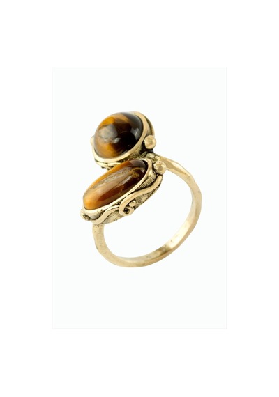 Yuvarlak - 815 - Oval Doğaltaşlı Otantik - Edntrend - Yüzük Kaplangözü Bronz