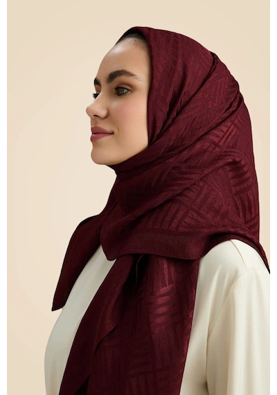 Imannoor İmannoor İman Kare Bordo Naia Pamuk Şal 241-3007-023 Bordo