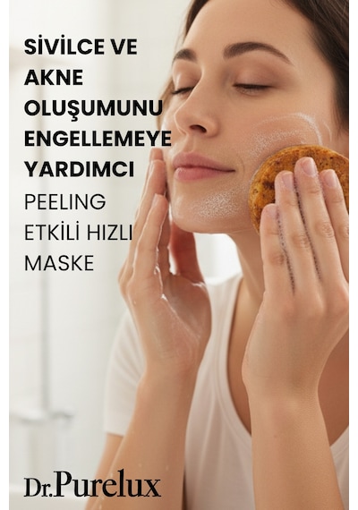 Siyah Nokta Karşıtı Peeling Etkili Süngerli Sabun Hızlı Maske Kabak Lifi - Lavanta