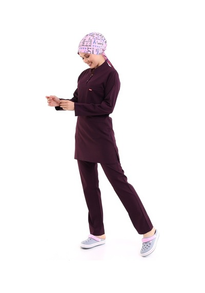 Soft Likralı Tesettür Forma Takım İki Çıtçıt - 6409 Mürdüm Soft-5763-6409 Mürdüm Soft