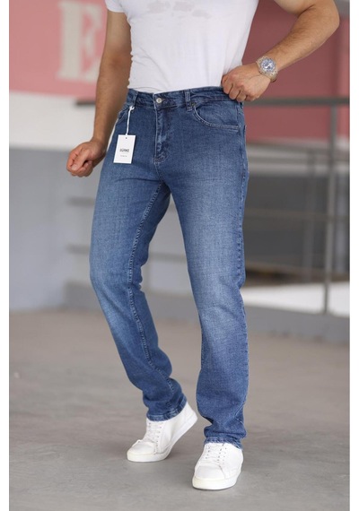 Bürke Premium Erkek Lacivert Renk Regular Fit Rahat Kesim Esnek Likralı Denim Jeans Kot Pantolon