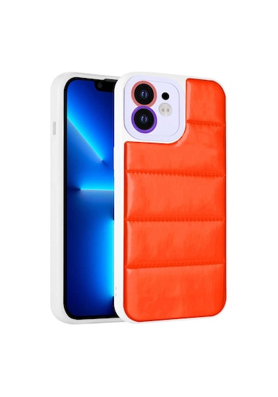 Lexroo İphone 12 Kılıf Kamera Korumalı Airbagli Renkli Seksek Kılıf - Turuncu