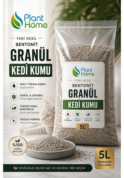 Yeni Nesil Bentonit Granül Kedi Kumu 5 L Hızlı Topaklanan, Yüksek Emilimli, Koku Kontrollü Diğer