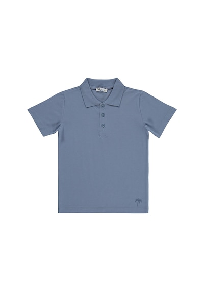 Civil Boys Erkek Çocuk Palmiye Nakışlı Polo Yaka 6-9 Yaş Tişört - Mavi İndigo