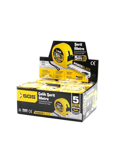 12 Adet 5mt X 25mt Stoplu Şerit Metre 5399 1