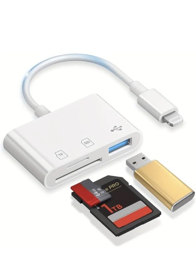 E-kervan 3'ü 1 Arada Apple Uyumlu iPhone Lightning To Tf Sd Kart Ve Usb Çevirici Dönüştürücü Sağlam 1 Adet